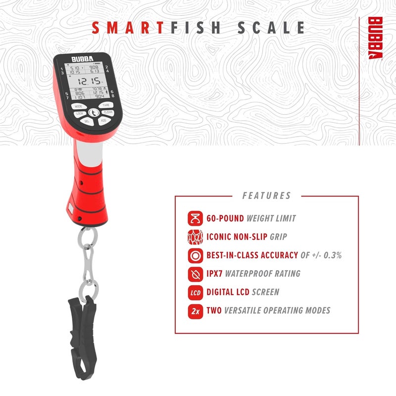 Bubba Smart Fish Scale -Tournament Fishing Tool - Built in Fish Clip and Hook - 2 Modes, Digital Screen, 60lb Limit - Image 3